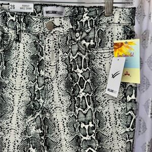 William Rast Skinny Black and White Jeans with Snakeskin Print